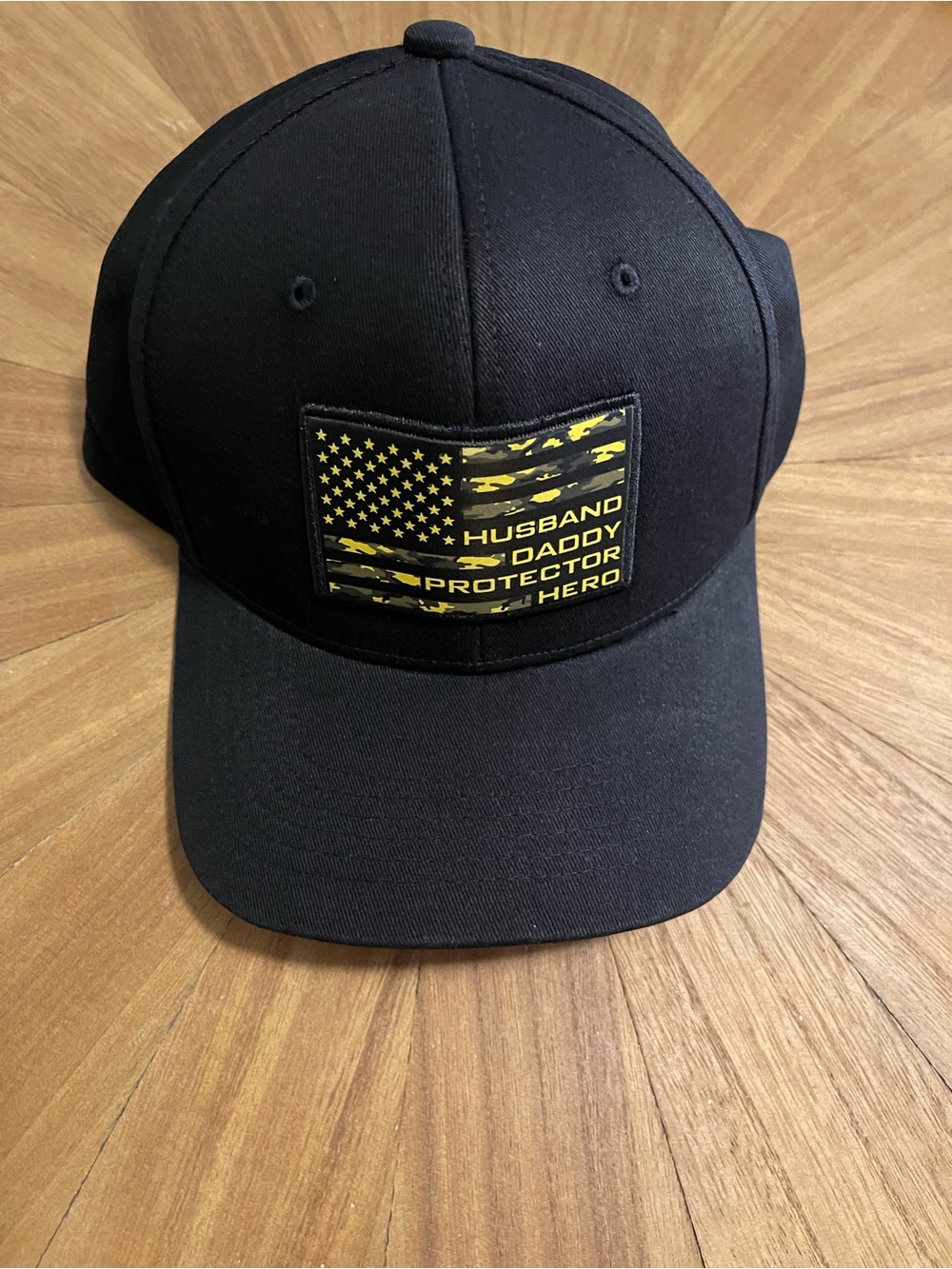 Men's Black Patch Cap - 'Husband Daddy Protector Hero' NEW